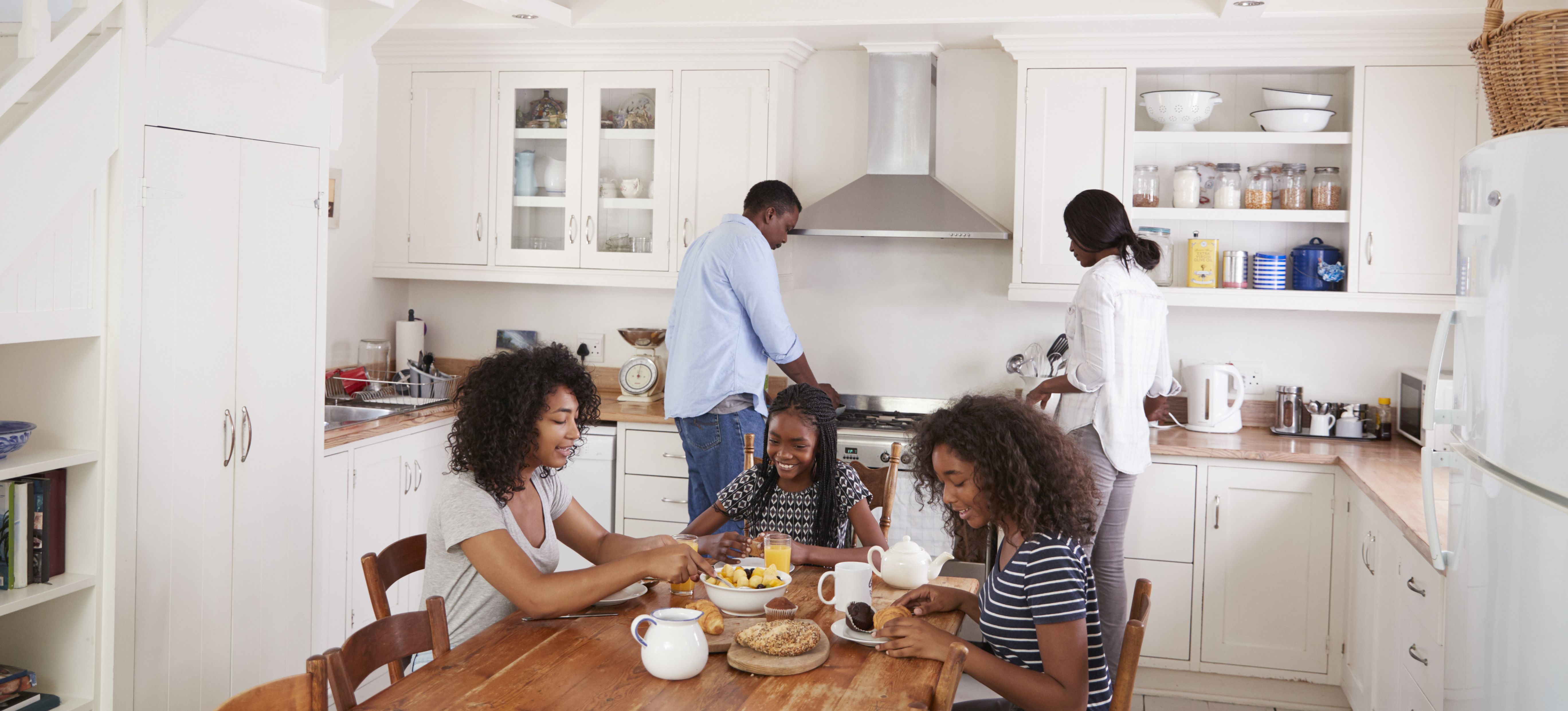 Family at their kitchen table